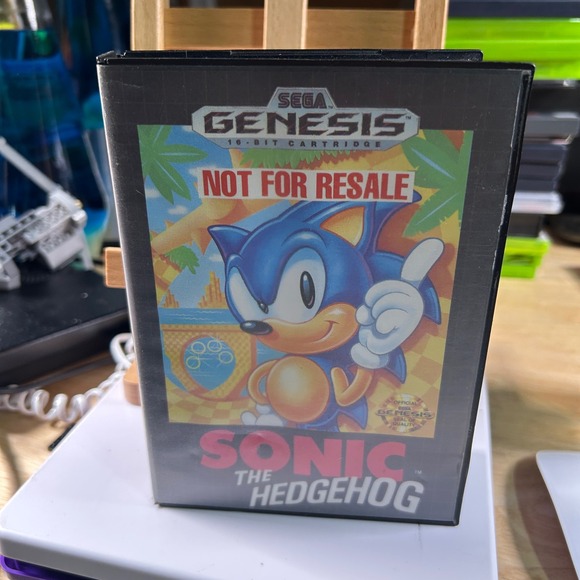 Sega Other - Sega Genesis Sonic The Hedgehog Not For Resale 16-Bit Cartridge With Case 1991